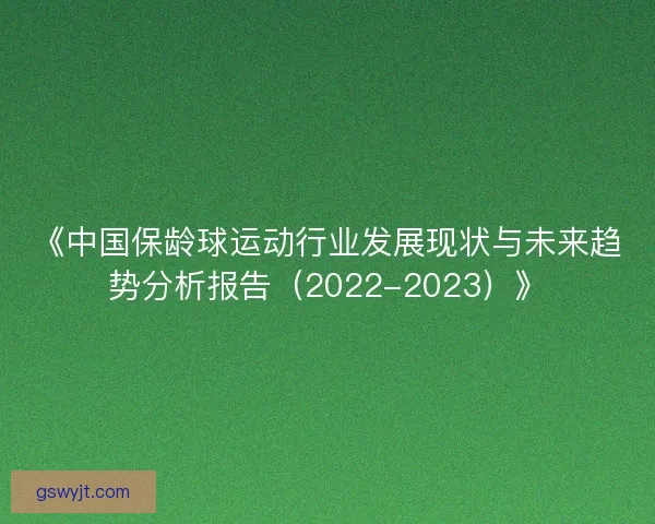 《中国保龄球运动行业发展现状与未来趋势分析报告（2022-2023）》